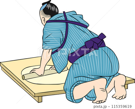 浮世絵　うどんをこねる男性 115359619