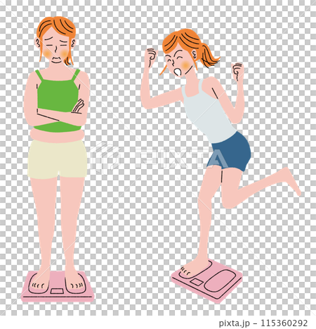 Lose weight_gain_female_weighing scale 115360292