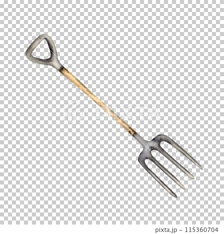 garden fork with wooden-handle 115360704