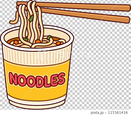Instant ramen noodles cup drawing 115361416