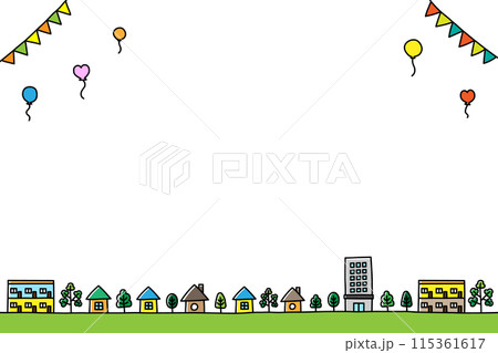 手描き町並み　背景 115361617