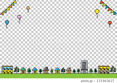 手描き町並み　背景 115361617