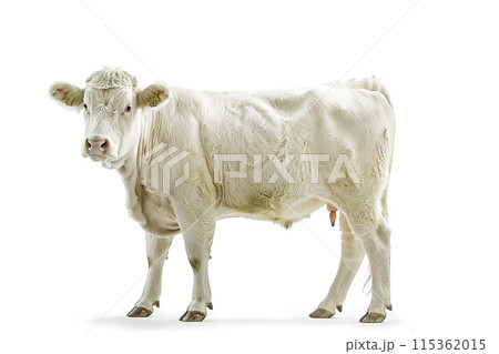 Charolais cow on white background. Farm Animals. 115362015