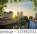 Notre Dame by the Seine river 115362332