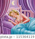 ピンク色のパジャマを着た眠っている美しい女性 115364119