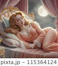 ピンク色のパジャマを着た眠っている美しい女性 115364124