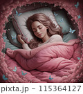 ピンク色のパジャマを着た眠っている美しい女性 115364127