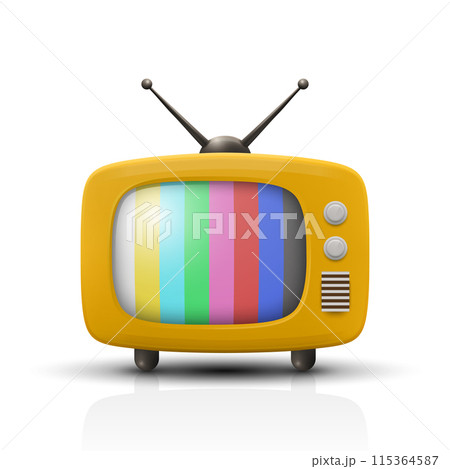 Vector 3d Vintage TV Set Icon with Test Pattern. Retro TV Icon, Design Template, Clipart. Retro TV Symbol with Color Bars for Web, Logo, App, UI Vector 3d Vintage TV Set Icon with Test Pattern. Retro TV Icon, Design Template, Clipart. Retro TV Symbol with Color Bars for Web, Logo, App, UI 115364587