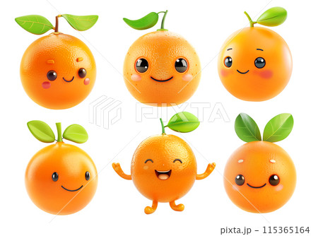 Cartoon orange characters, collection isolated on white background 115365164