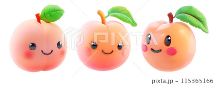 Cartoon peach characters, collection isolated...のイラスト素材 [115365166] - PIXTA