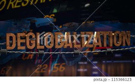 The deglobalization on world business chart image 3d rendering. 115366123