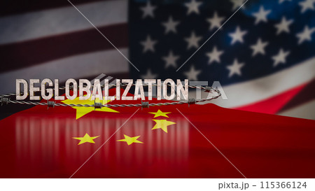 The deglobalization on china and America flag image 3d rendering. 115366124