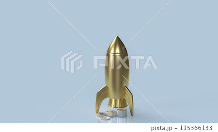The gold Rocket and coins  for Business concept 3d rendering. 115366133