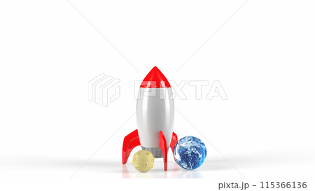 The Rocket moon and earth for sci or education concept 3d rendering. 115366136