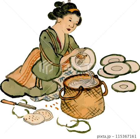 かんぴょうを作る女性 115367161