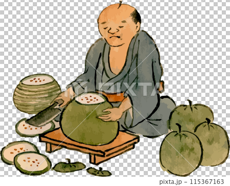 一名男子砍下柏樹的果實來製作「kanpyo」。 115367163