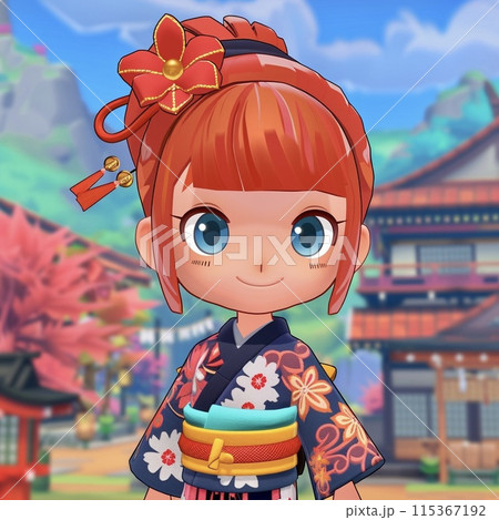 着物を着た女の子ゲームキャラ風 115367192