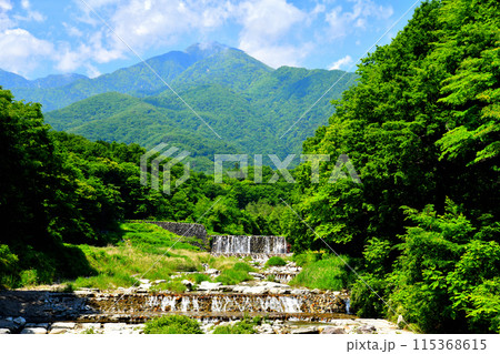 尾白橋/尾白川より上流/尾白川下流砂防堰堤方向を望む(山梨県北杜市)【2024.6】 尾白橋/尾白川より上流/尾白川下流砂防堰堤方向を望む(山梨県北杜市)【2024.6】 115368615