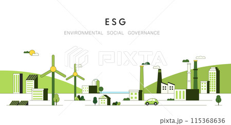 Sustainable of Green ecology and environment concept. ESG as environmental, social and governance concept. Flat Vector illustration. Sustainable of Green ecology and environment concept. ESG as environmental, social and governance concept. Flat Vector illustration. 115368636