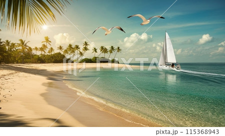 椰子の木のある海岸 115368943
