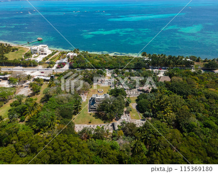 Aerial view of El Meco mayan city, Cancun, Mexico Aerial view of El Meco mayan city, Cancun, Mexico 115369180