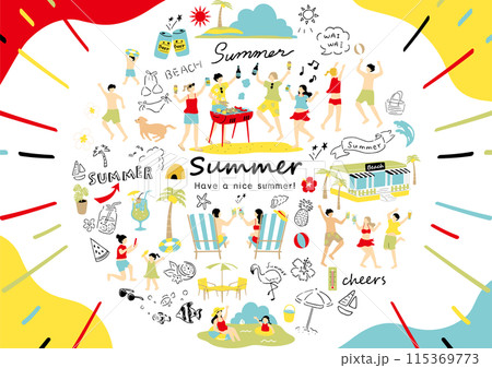 夏を楽しむ人達 夏を楽しむ人達 115369773