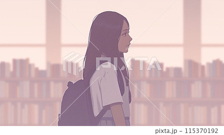 図書館でけだるそうな顔をしている女子高生