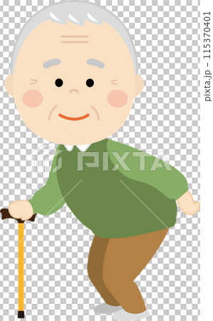 Grandpa attaching a cane 115370401