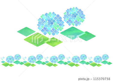 ブルー系の紫陽花のフレーム 115370738