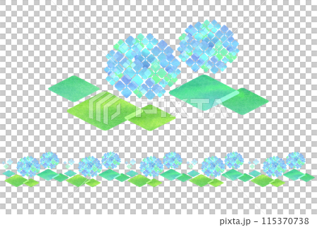 ブルー系の紫陽花のフレーム 115370738