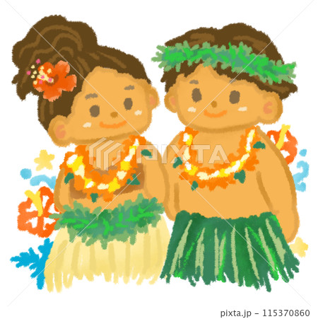 仲良く並んだフラダンサーの子供達 115370860