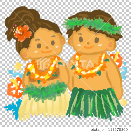 仲良く並んだフラダンサーの子供達 115370860
