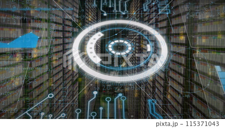 Image of data processing over server room Image of data processing over server room 115371043