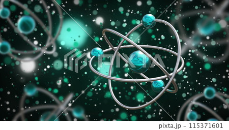 Image of micro of atom models over black background 115371601