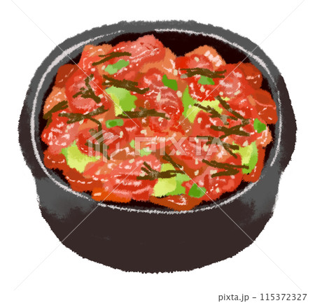 マグロとアボカドのハワイのポキ丼 115372327