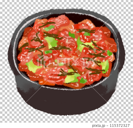 マグロとアボカドのハワイのポキ丼 115372327