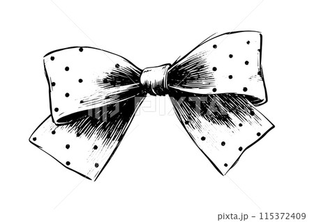 Ribbon bow, doodle bowtie.Doodle gift element vintage vector sketch. Ribbon bow, doodle bowtie.Doodle gift element vintage vector sketch. 115372409