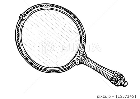 Royal vintage mirror engraved for decorative design. Hand drawn vector. 115372451