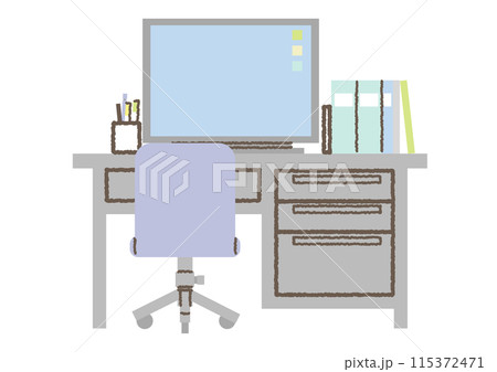 シンプルな事務用のデスクのイラスト(椅子あり) シンプルな事務用のデスクのイラスト(椅子あり) 115372471