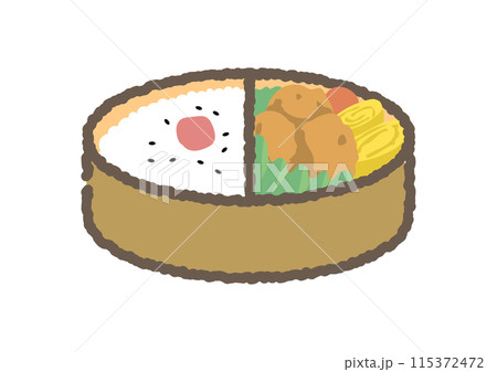 シンプルな唐揚げ弁当のイラスト 115372472