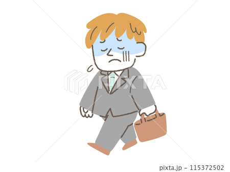 つらそうに歩いているビジネスマンのイラスト 115372502