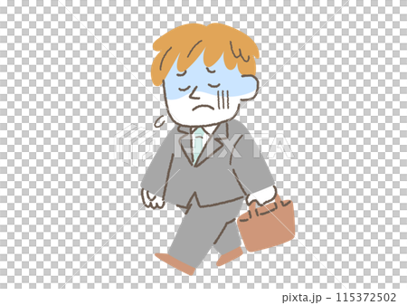 つらそうに歩いているビジネスマンのイラスト 115372502