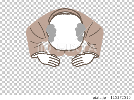 土下座をしている頭の禿げたビジネスマンのイラスト 115372510