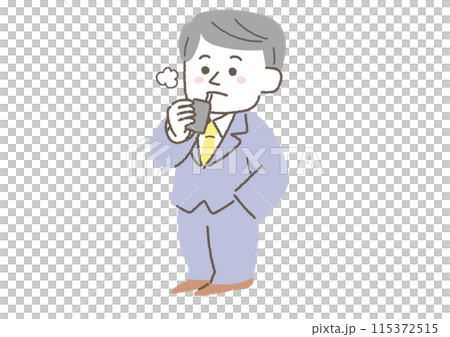 男性上班族吸電子煙休息的插圖 115372515