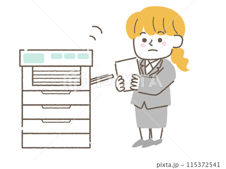 コピーをしているビジネスウーマンのイラスト 115372541