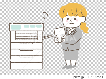 コピーをしているビジネスウーマンのイラスト 115372541