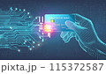 サイバーなクレジットカードと手 115372587
