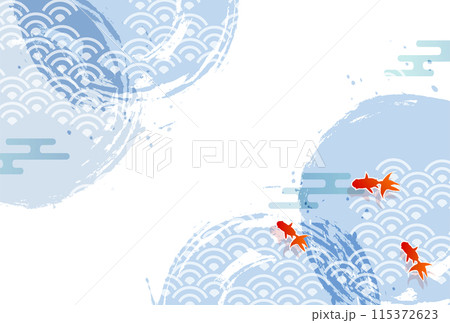 金魚　和柄　水彩　背景	 115372623