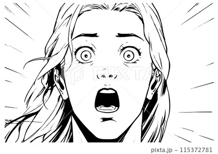 Scared emotional girl sketch in manga style. Hand drawn vector illustration. Scared emotional girl sketch in manga style. Hand drawn vector illustration. 115372781
