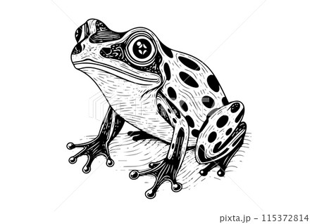 Frog hand drawn ink sketch. Engraved style vector illustration. Frog hand drawn ink sketch. Engraved style vector illustration. 115372814